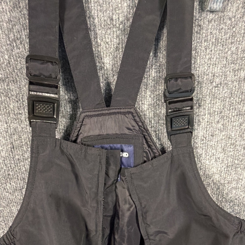 Kids Snow Bibs Size 10, Lands' End Black Squall Grow-A-Longs Insulated Overalls - Picture 6 of 8
